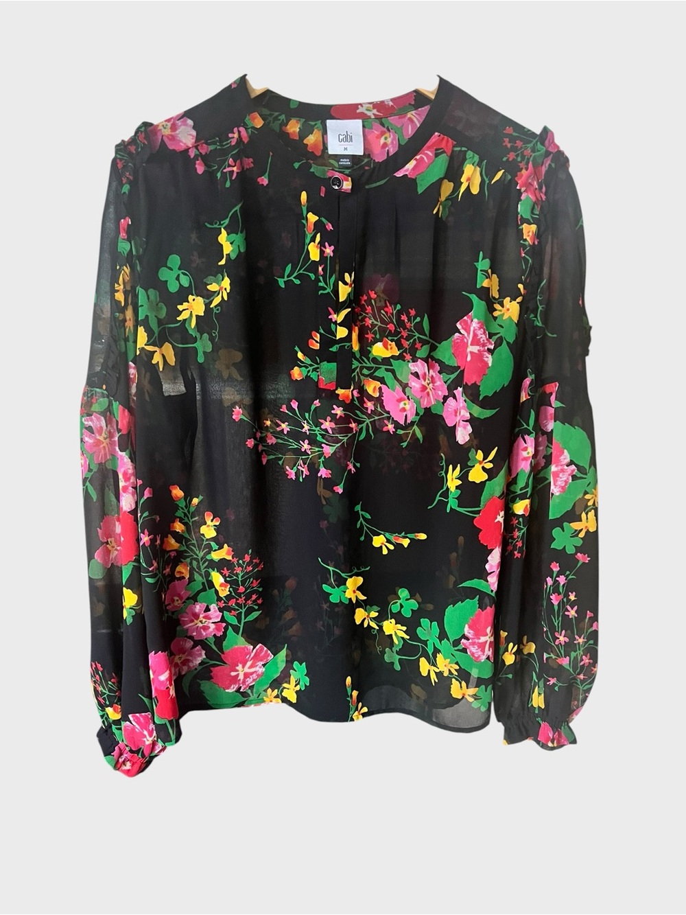 CAbi thespian blouse in a black midnight flowers.